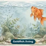 Illustration of a goldfish gasping at the water surface of an aquarium with a bubbling air stone