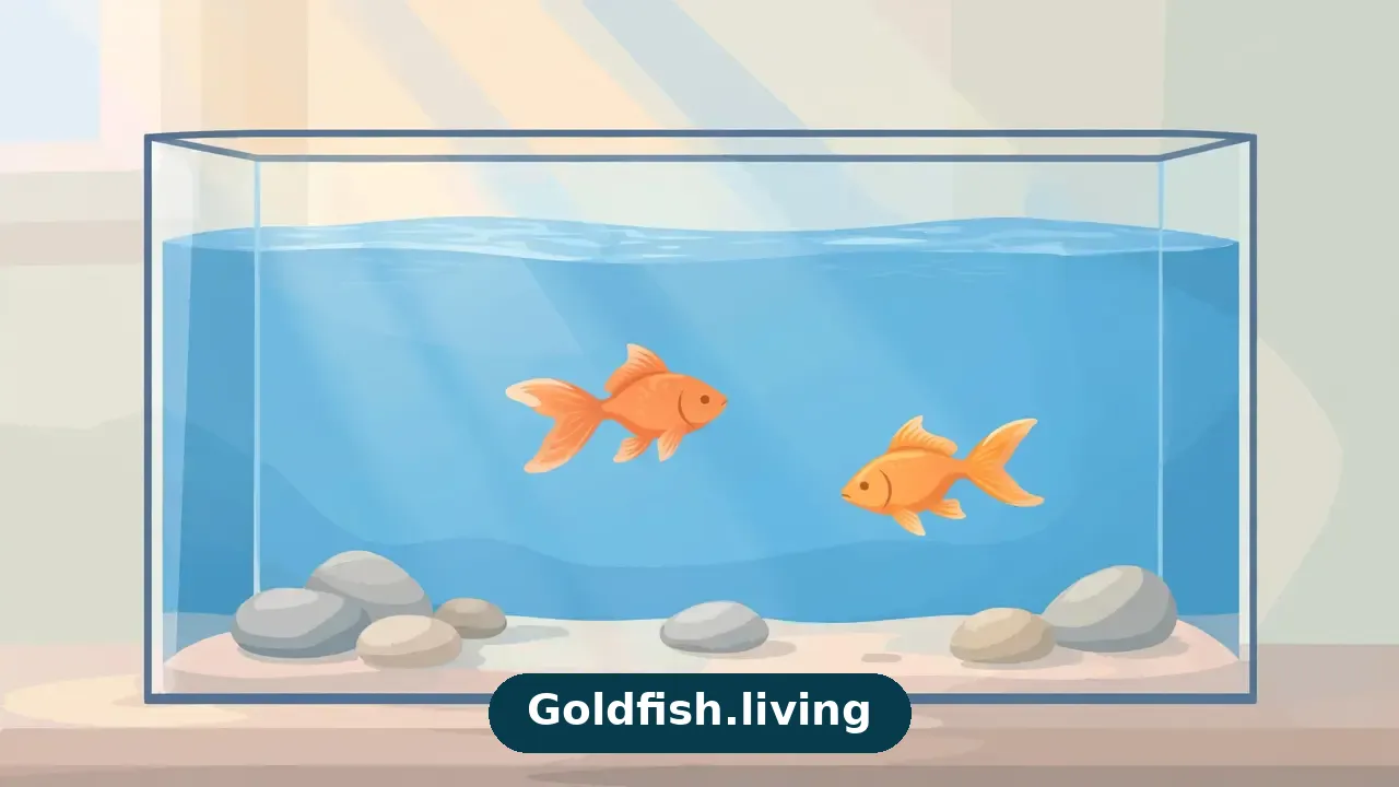 Two goldfish swimming in a spacious planted aquarium
