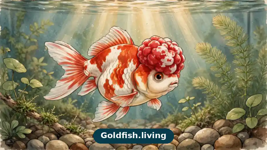 Orange oranda goldfish with a prominent wen